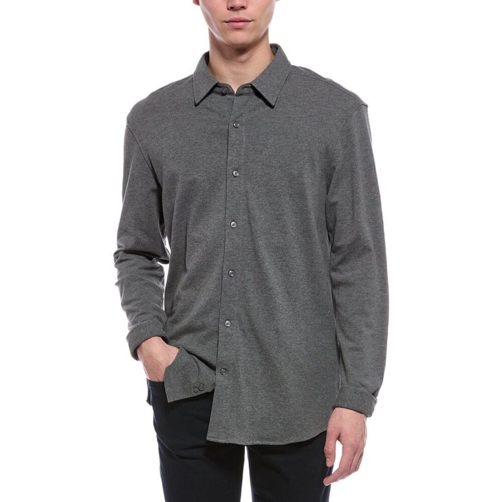 7 For All Mankind Mens Piquet Shirt, Grey